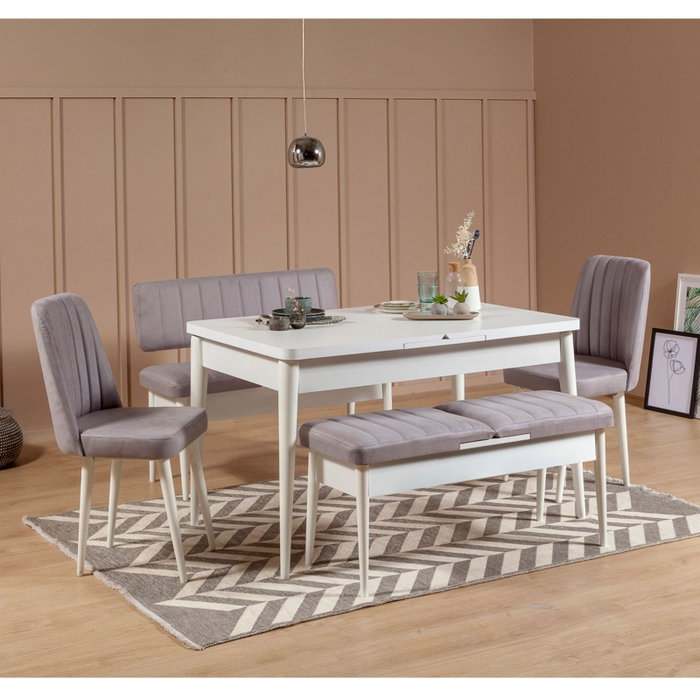 Hanah Home Banca Soho, Blanca con Almacenamiento, Elegante y Moderna para Salón, 110cm Ancho